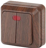 Выключатель накладной с подсветкой Intro Quadro 2-кл. венге картинка